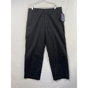 Chaps Mitchell Dress Pants Mens 38x30 Black Flat Front Cotton Twill NEW